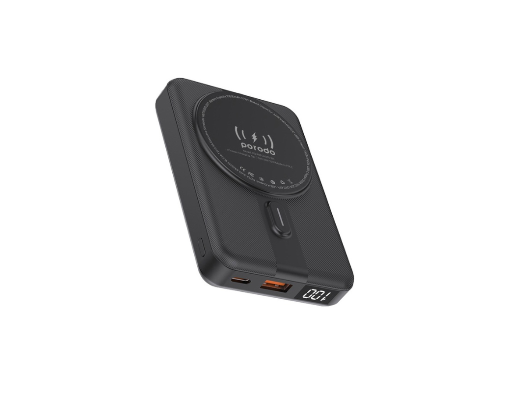 Porodo 10000mAh Digital MagSafe Power & Stand - Black - Qatar Porodo 10000mAh Digital MagSafe Power & Stand - Black - Qatar